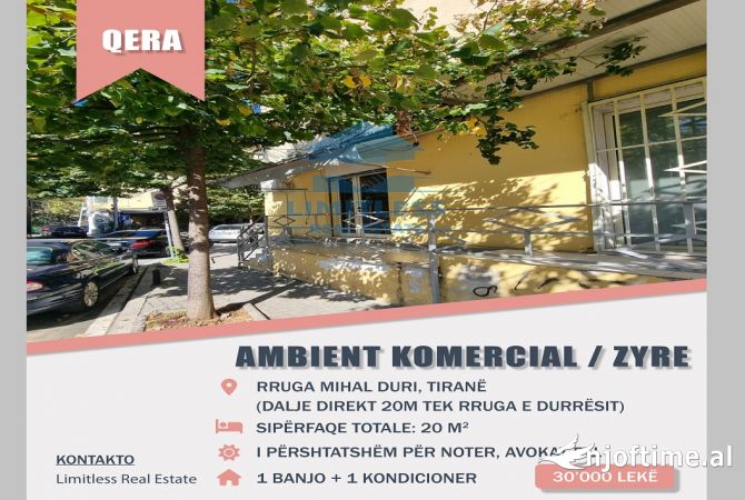 Ambjent biznesi me qera 1+1 ne Tirane - 30,000 Leke