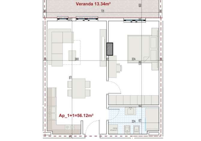 Shtepi ne shitje 1+1 ne Tirane - 54,000 Euro